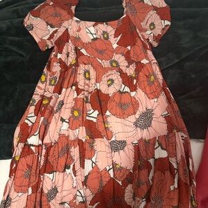 LOFT Pink and Red Floral Dress